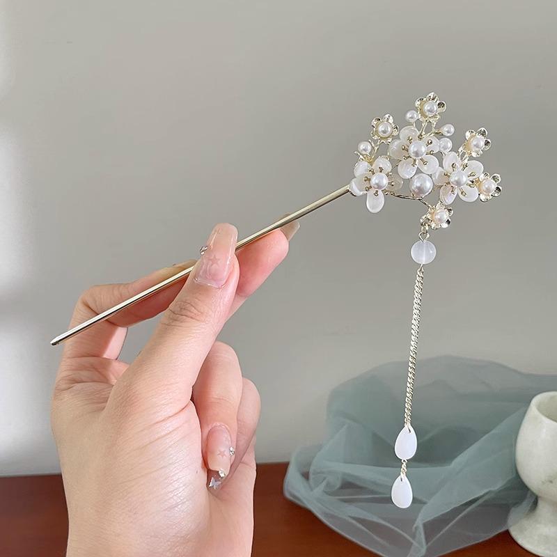 Chinesische High-End Quasten Haarnadel: Hanfu-Haaraccessoire im antiken Stil aus Holz