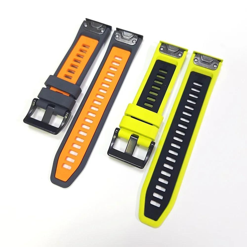Two-Tone Silicone Watch Band For Garmin Fenix 8 E 47mm Accessories For Garmin Enduro 3 / Fenix8 51mm QuickFit 26mm 22mm Strap