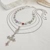 IngeSight.Z 4pcs/set Vinatge Jesus Cross Pendant Necklace for Women Luxury Elegant Imitation Pearl Choker Female Jewelry Gift