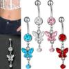 Rhinestone Zircon Navel Ring Stainless Steel Body Piercing Jewelry  Girl