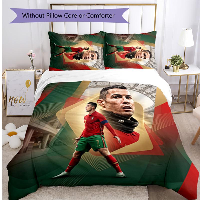 Cristiano Ronaldo Aufdruck Bettwäsche 3-teiliges Set Gemütliches Atmungsaktives Bettbezug-Set als Einweihungs-Feiertagsgeschenk