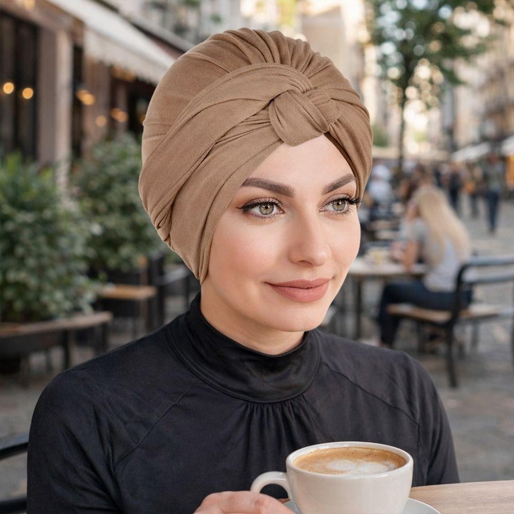 Wrap Style Twist Knot Turban Hat Elastic Islamic Headband Fashion Hijab Caps Hair Loss