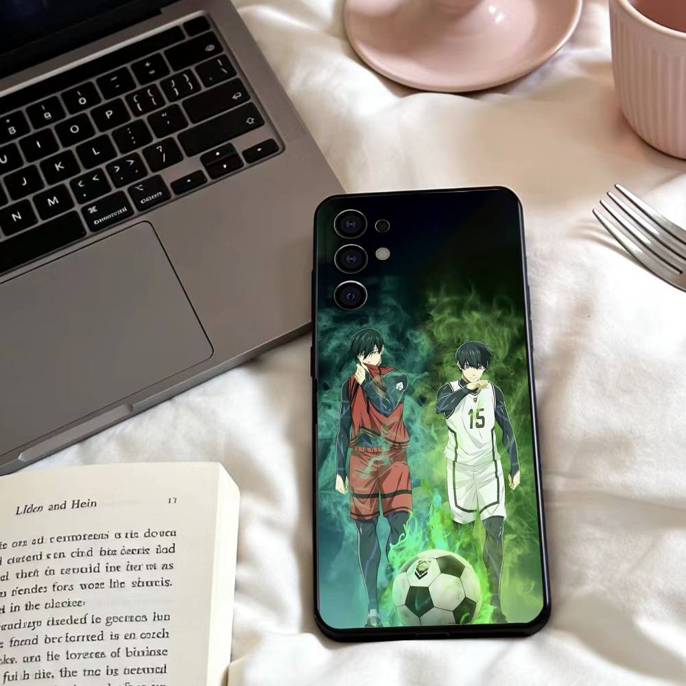 Anime B-Blue L-Lock S Phone Case For Samsung S25,24,23,22,30,21,10,9,Ultra,Plus,Lite,FE,4,5 G Soft Black Case
