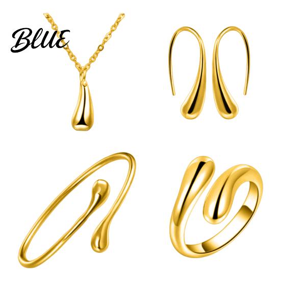 4 Piece Jewelry Set Pcs/Set Women Water Drop Shape Polished