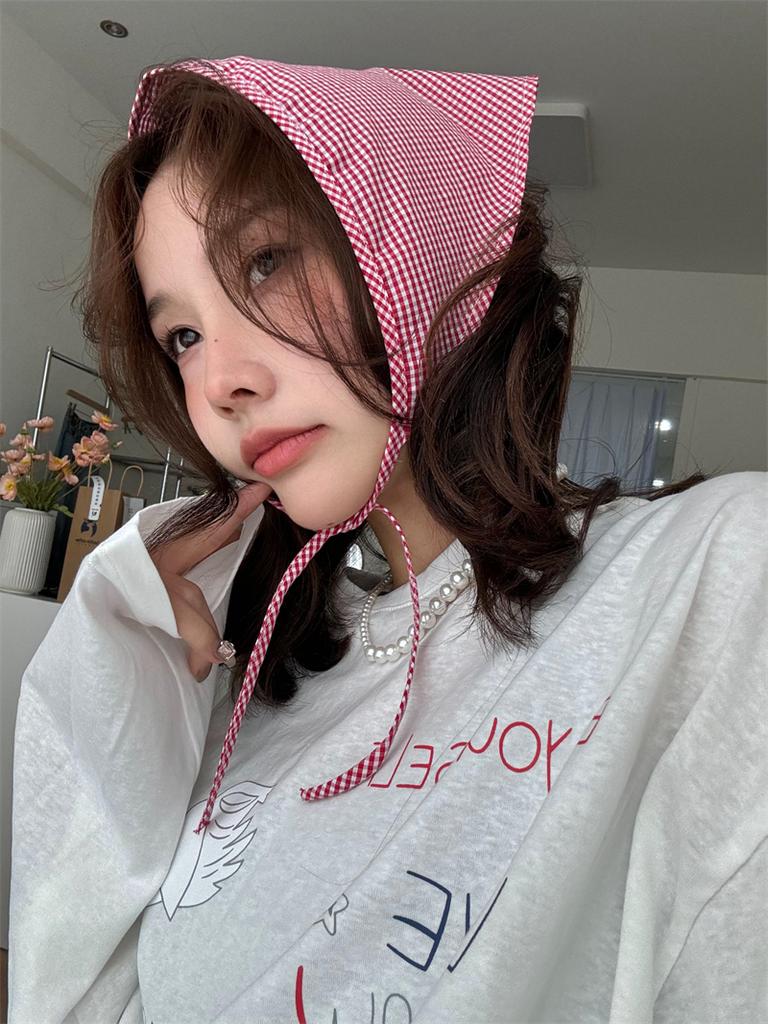 Korean Lace Vintage Triangular Scarf Solid Color Headscarf Trend Elegant Headwear for Women Girl Y2K Jewelry 2026 INS Bandana