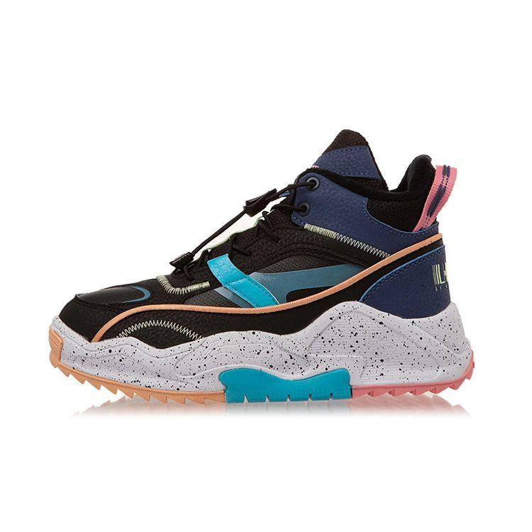 

Li Ning Детские флисовые удобные нескользящие амортизирующие износостойкие теплые повседневные кроссовки Детская повседневная обувь Черный Синий YKCR190-22 31