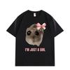 Im Just A Girl Hamster Meme Graphic T Shirts Fashion Funny Short Sleeve Men Women Tshirt High Quality Cotton Oversized Tshirt