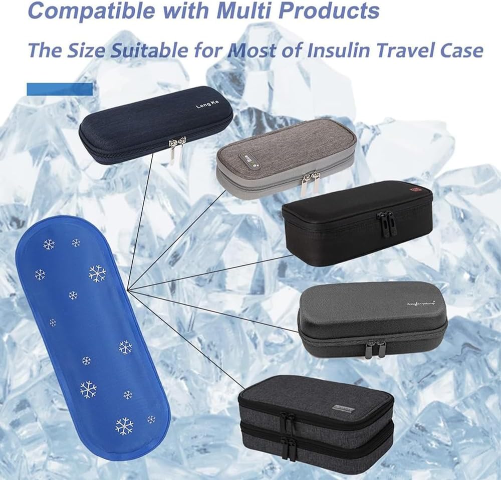 4 Pcs Insulin Ice Pack, Ice Packs for Insulin Cooler Travel Case, Reusable Care Ice Bag, Nylon Material, Ice Packs for Cold Comp