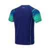 Li-Ning Fluorescent Color Block Breathable Quick-Dry Stretch Round Neck Short Sleeve Raglan T-Shirt Unisex Tops Blue AAYU035-2