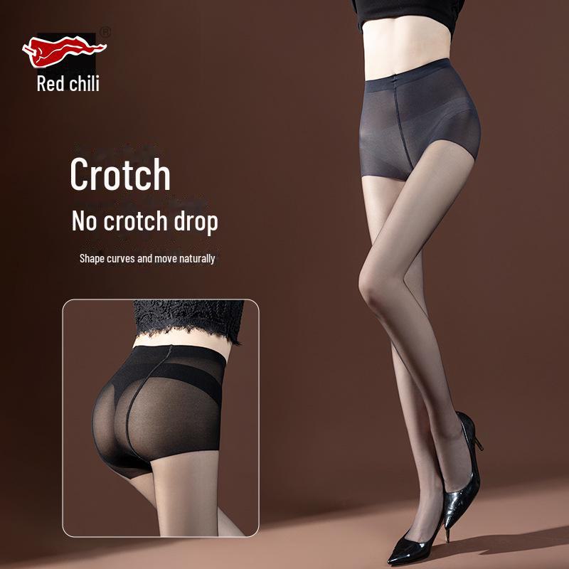 Women's Ultra-Thin Black Velvety Stockings with Red Pepper & Pineapple Design - Anti-Shedding and Customizable Length