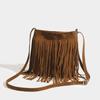 Vintage Wildleder Quasten Umhängetaschen, Vielseitige Schultertasche für Damen, Quadratische Tasche mit Fransen im Boho-Stil, Handtaschen für den täglichen Gebrauch