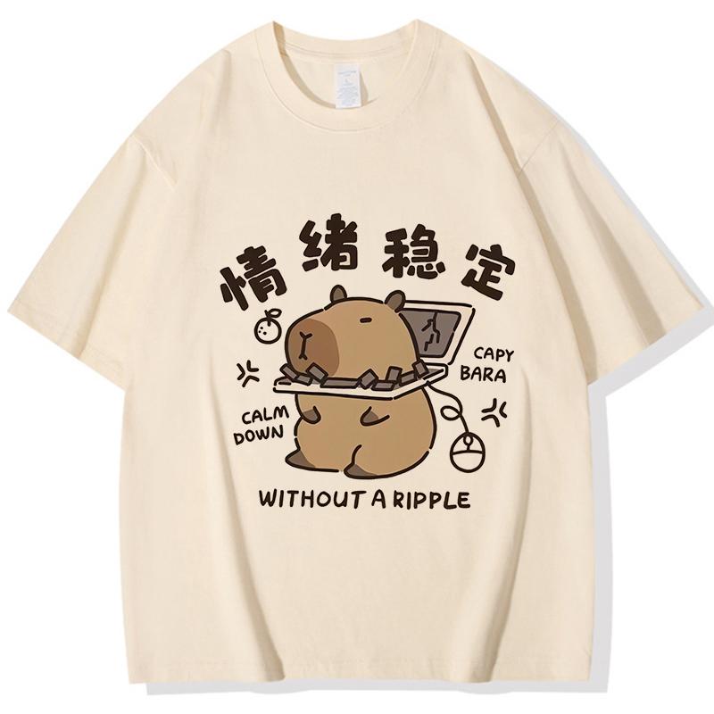 Funny Capybara Printed T Shirt Men Women Vintage Summer Short Sleeve T-shirt 90s Gothic Tshirt Casual EU Size Tees Tops Clothes