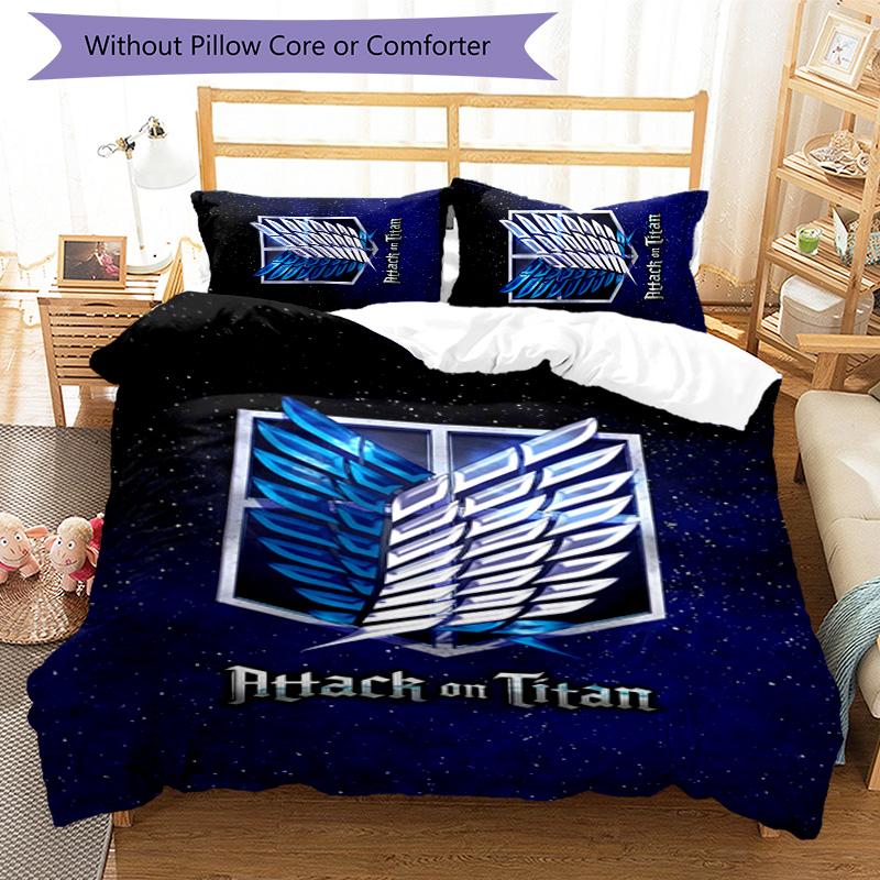 Attack on Titan 3pcs Bedding Set Duvet Cover Closure Includes 1 Duvet Cover & 2 Pillowcases for All Seasons Bedroom Home Dorm Decor