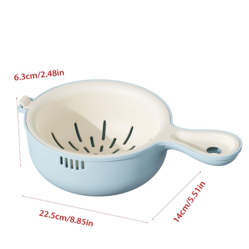 Kunststoff Küchensieb Abtropfsieb Schüssel mit Aufhängeloch und innerem Abtropfkorb zum Obstwaschen und für den täglichen Gemüsegebrauch