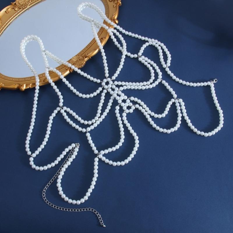 Contemporary Imitation Pearls Shoulder Jewelry for Women Body Chain Suitable for Enhancing Outfits At Various Event