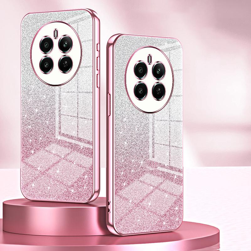 Für Realme 12 4G/12+ 5G Farbverlauf Glitzer Handyhüllen Galvanisierte Sturzsichere TPU-Schale