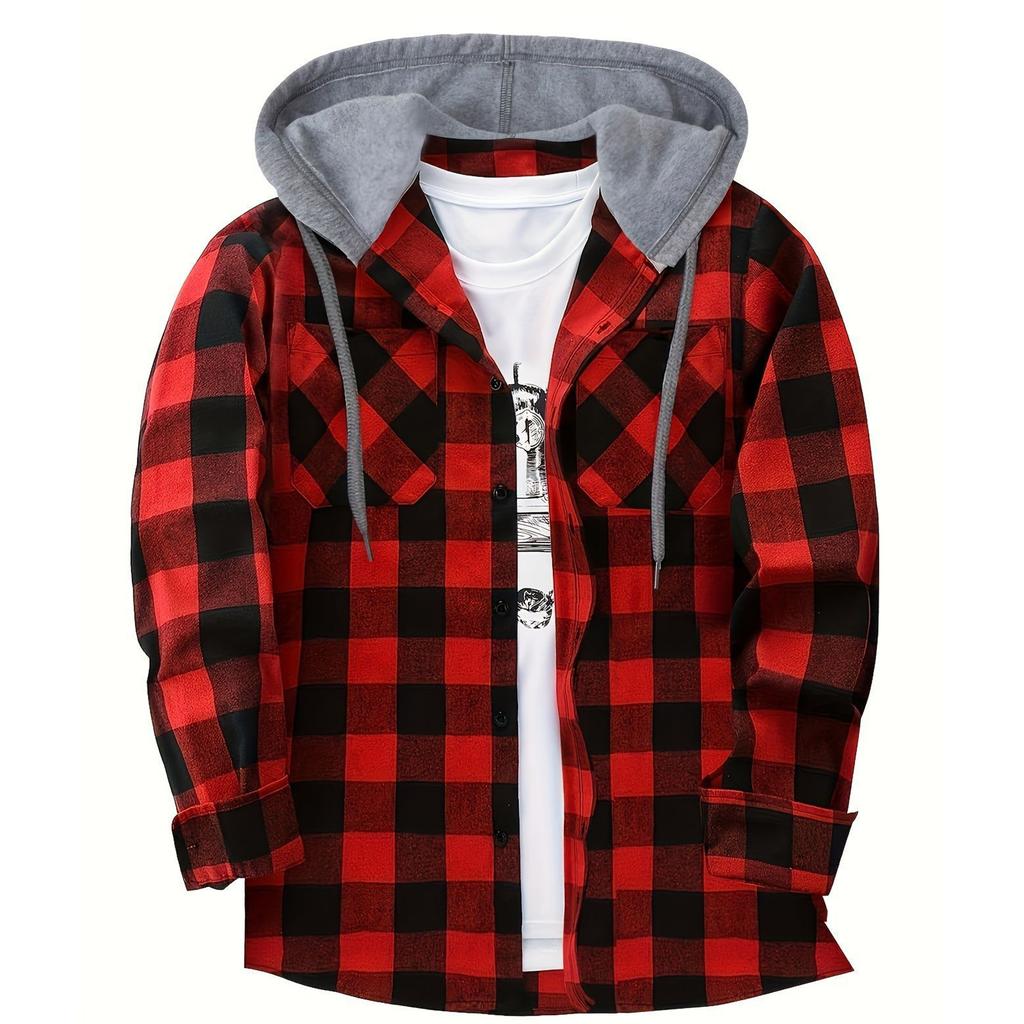 Men's Fashion Trend Hooded Checkered Sportswear