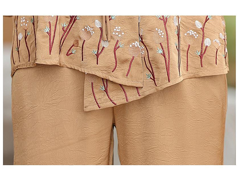 2024 New Women's Chiffon Blouse & T-Shirt Set for Middle-Aged & Elderly – Short Sleeve, Two-Piece Summer Fashion