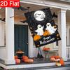 2D Flat, 2D Flat Black and White Forest Full Moon Double Powder Blusher Pumpkin Garden Flag- Outdoor Garden Flag Double-sided Home Decoration Courtyar