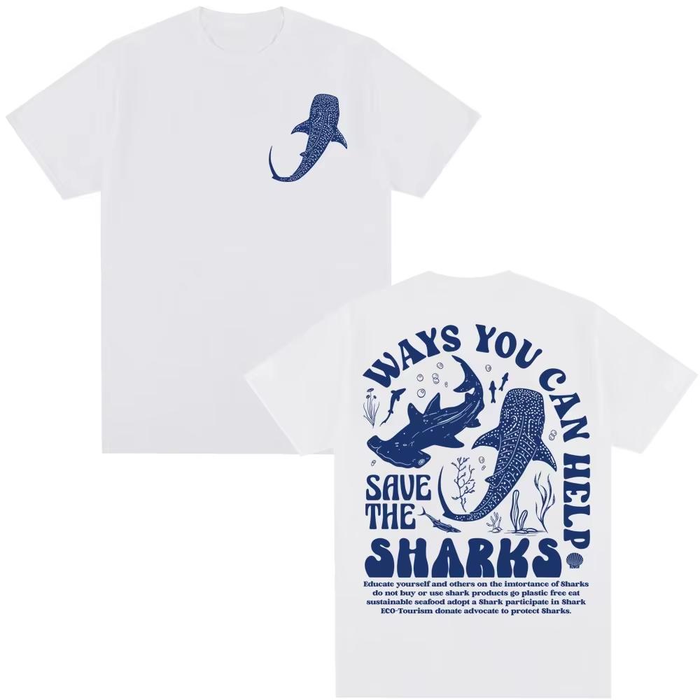 2026 Save The Sharks Environunisextal T-Shirt Unisex Walhai Grafik-T-Shirt Meeresnaturschutz Streetwear Unisex Kurzarm-Oberteile
