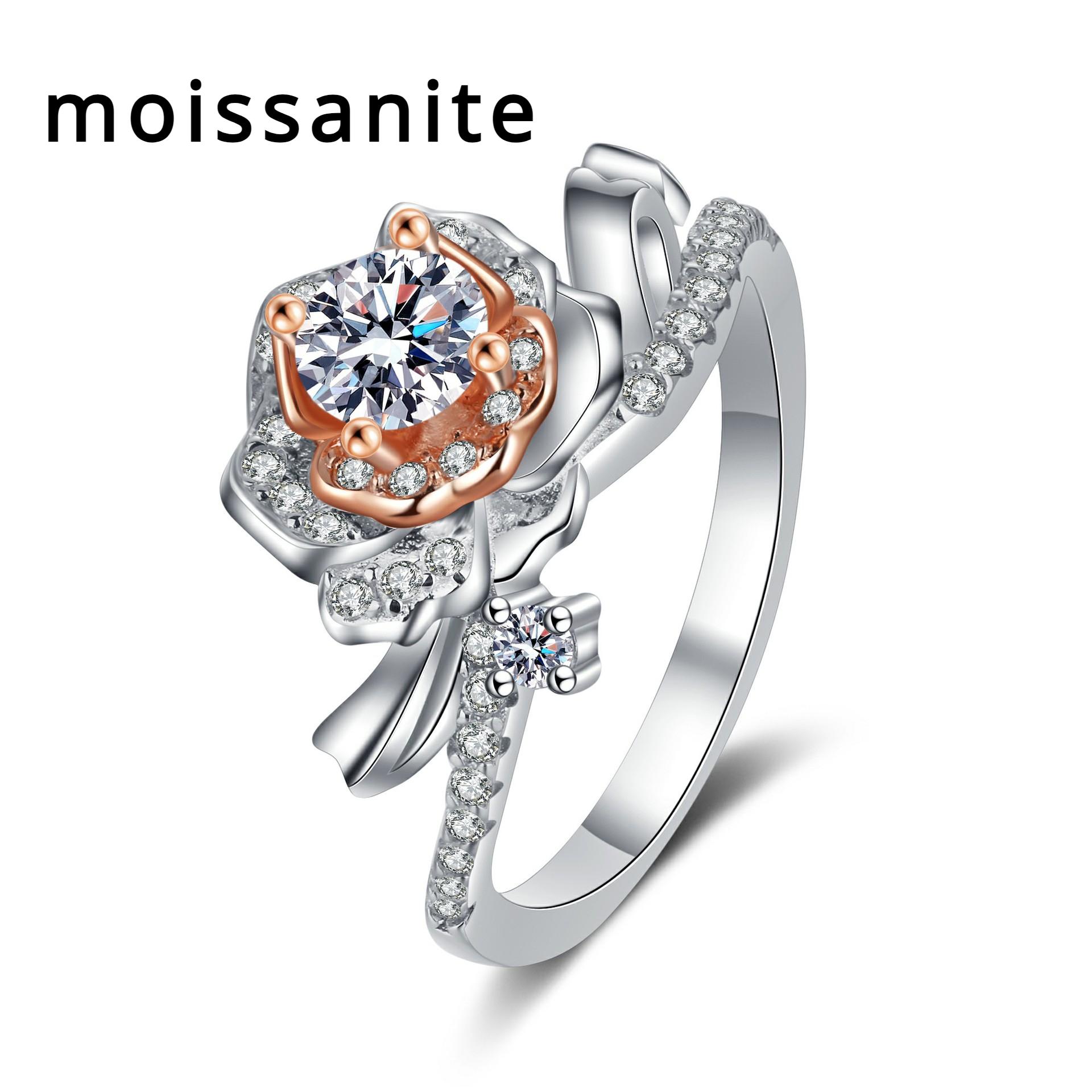 

Кольцо из стерлингового серебра 925 пробы для женщин, цвет розового золота, покрытие белым золотом, 50 очков, кольцо с муассанитом, обручальное кольцо, предложение, кольцо, подарок для подруги 9