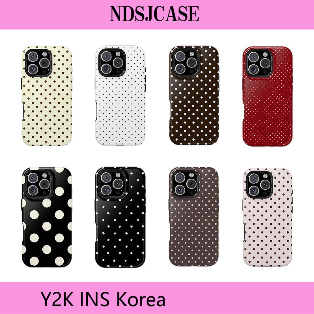 Luxury Clmj Cocoa Dots Polka Phone Case for iPhone 17 16 15 14 13 12 11 X XS XR Air Pro Max Plus Double-layer Back Cover