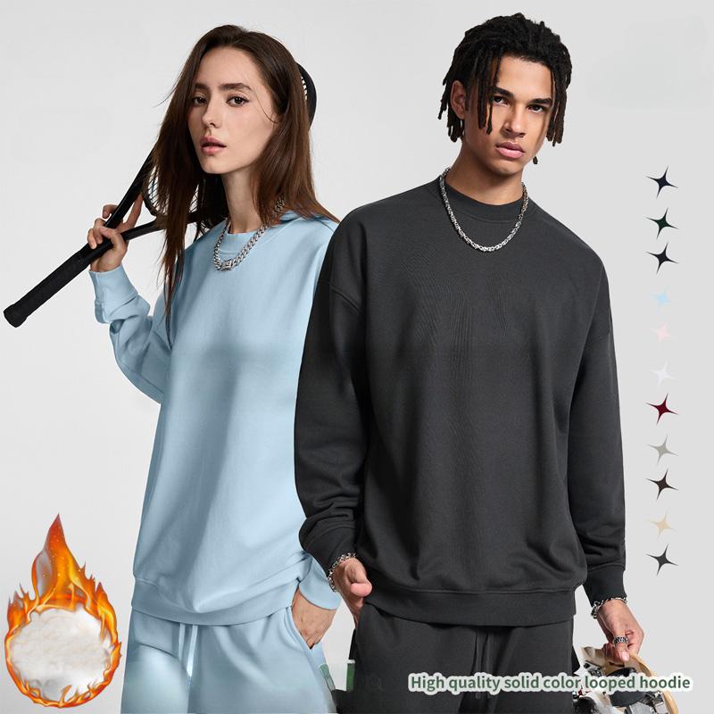 autumn winter cotton fleece warm Sweatshirt harajuku solid hoodies women men clothes thicken Long Sleeve UNISEX oversized hoodie
