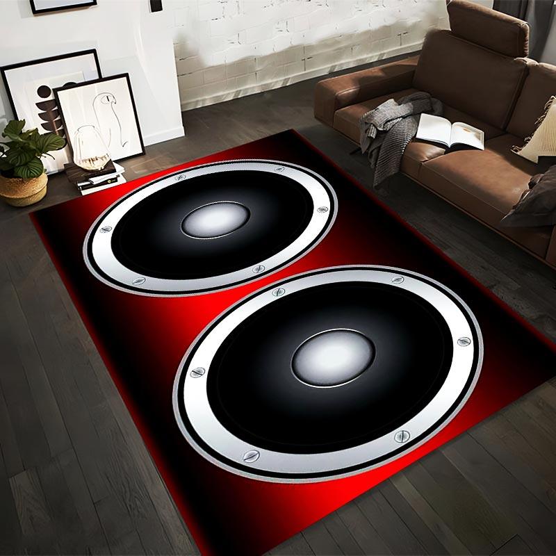 

Large Black and Red Carpet with Speaker Design for Living Room Decor Suitable for use as an anti-slip for living room bedroom sofas 40x60cm( 15x23in )