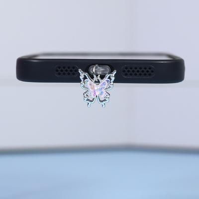 1pcs Simple Butterfly Phone Dust Plug Accessories Decoration Hanging Pendant for iPhone for Samsung Type-C Charging Port Decor