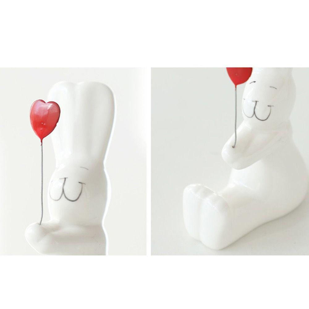3pcs Ceramic Couple Rabbit Figurine Handicraft Bunny Statue White Rabbit Ornament Bedroom