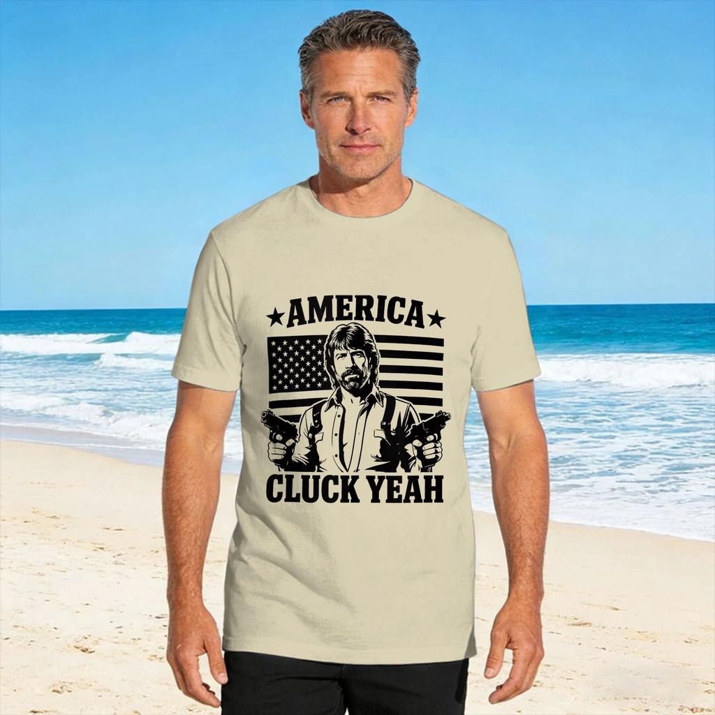 America Cluck Yeah Chuck Usa Funny Sayings Quote Cotton Tshirt For Unisex Summer Aesthetic Tshirts Hip Hop Tees Diy Clothing