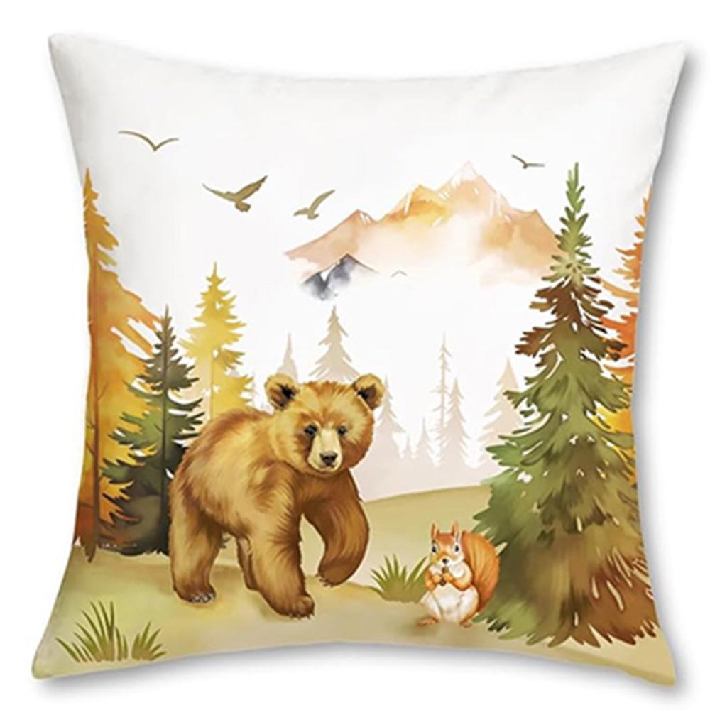 Nature-Inspired Forest Animal Pillowcases: Deer, Bear, Fox, and More! Sofa Cushion Cover, Home Room Decoration