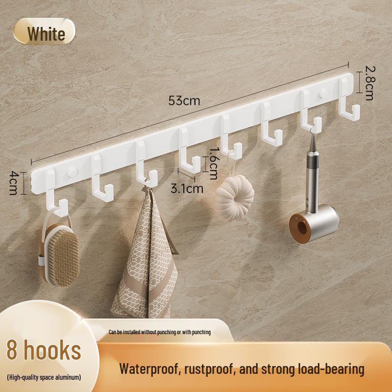 Space-Saving Aluminum Bathroom Towel Rack with Hooks for Wall or Door Mounting