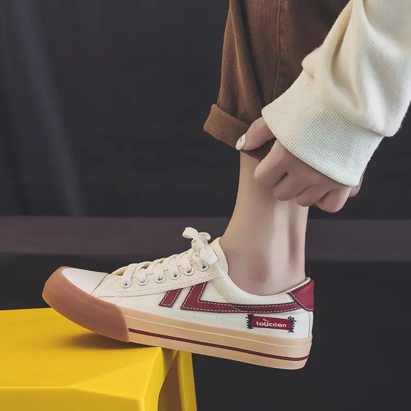 Fashion Ladies Shoes Canvas Flat Lace Up Whit Women Footwear 2024 New Cotton Arrival Trends Sale Daily Routine Shoe A Korean Summer 39 H