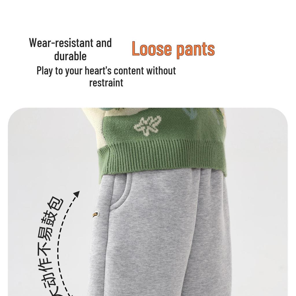 2025 Boys' Fleece-Lined Winter Sweatpants: Thick, Warm, Sports Style for Children and Toddlers