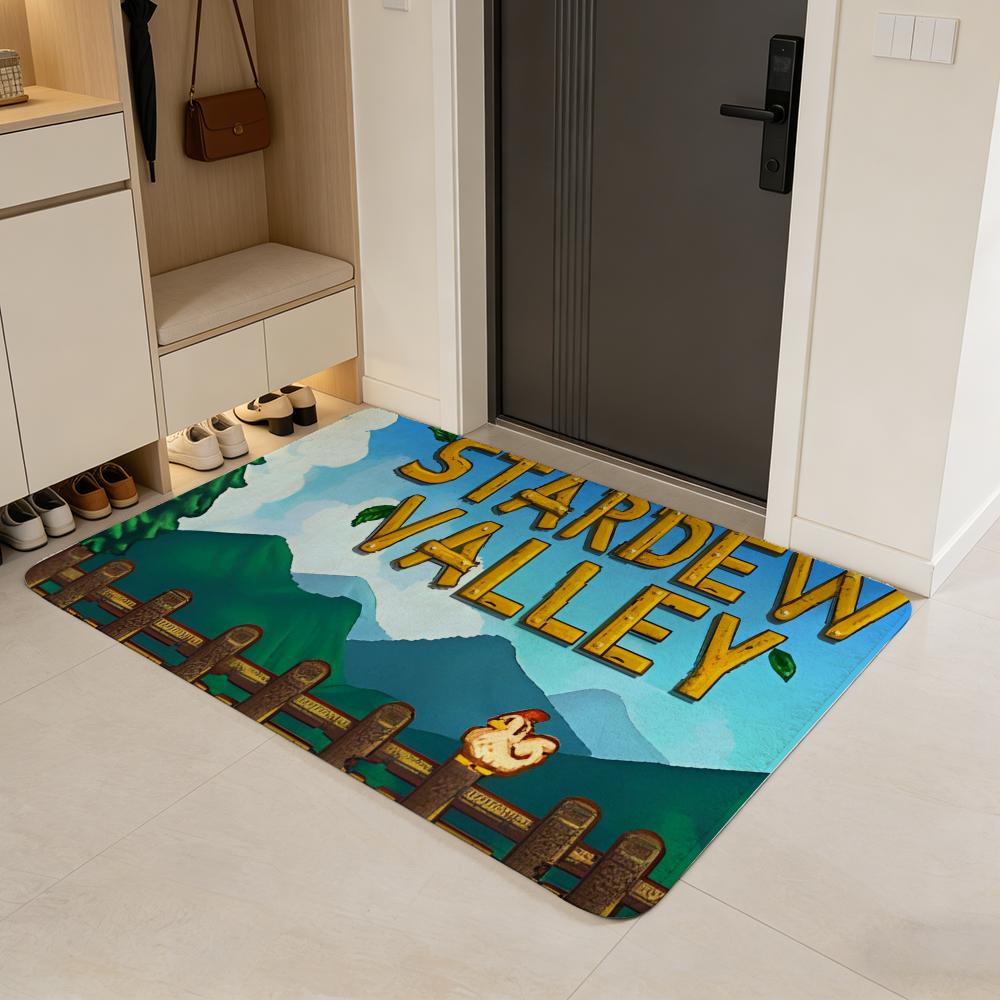 game S-Stardew Valley Floor Mat Flannel Door Mat Non-Slip Absorbent Washable Indoor Home Rug