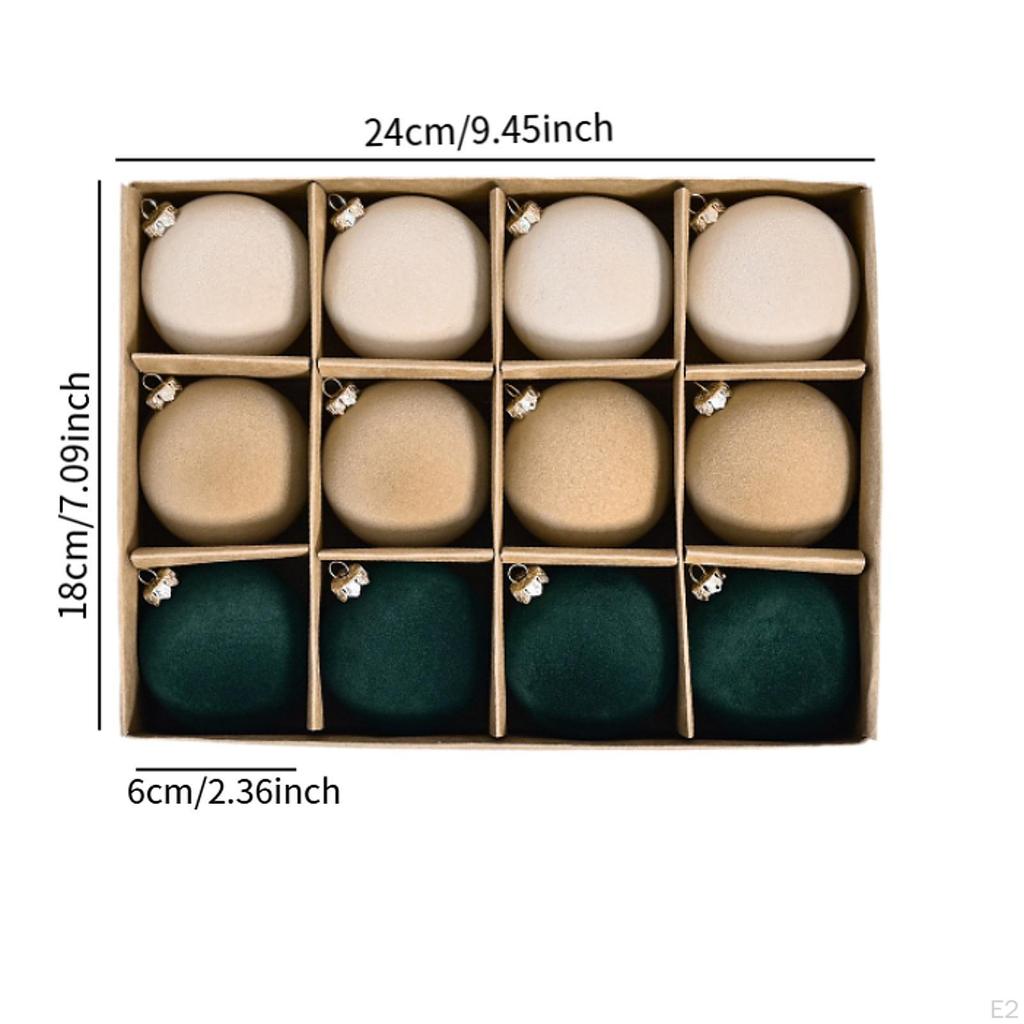 12 Pieces - Ornaments, Flocked Christmas Decoration, Shatter Decorative Balls