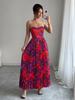 Summer European and American New Printed Tube Top Dress, Waist and Thin Holiday Style Elegant Dress Pleated