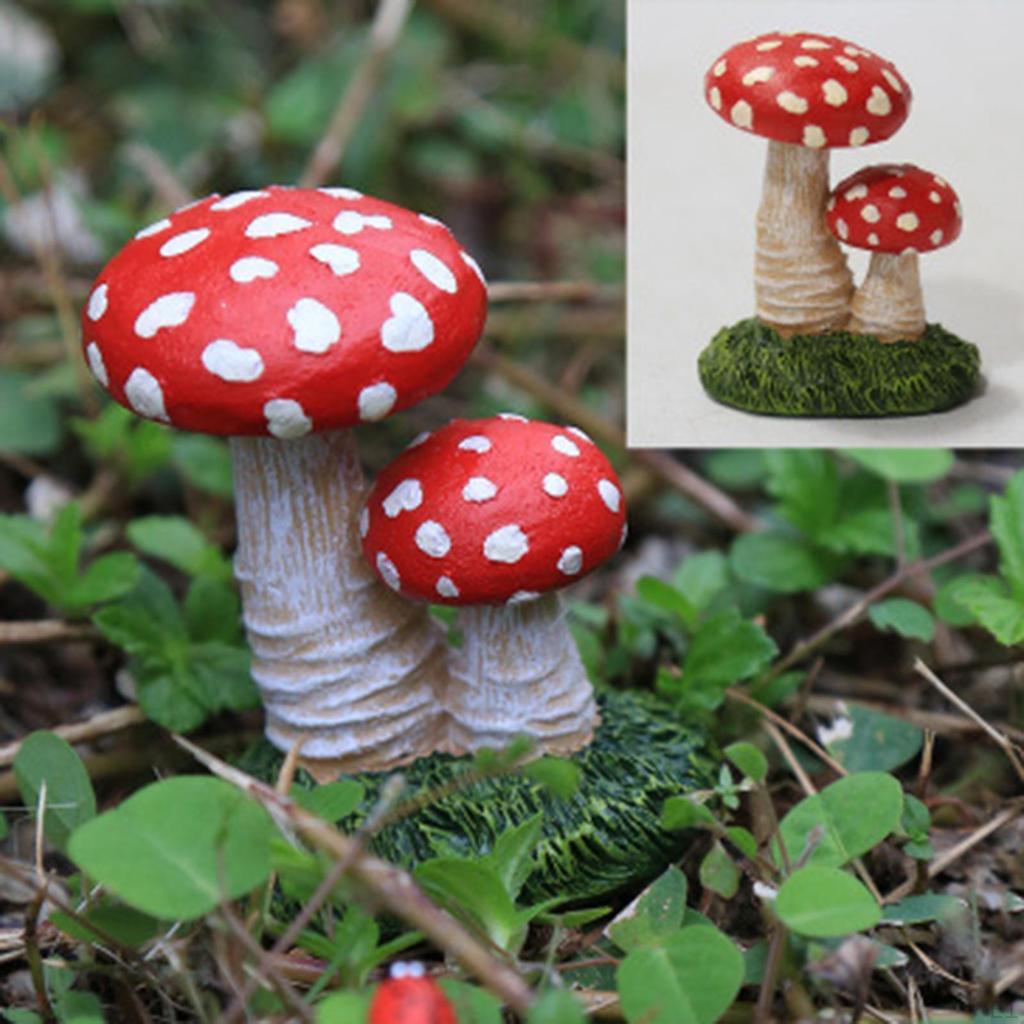 Cute Mushroom Figure, Statue, Waterproof, , Mini Colorful Creative W/ Base Figurine for