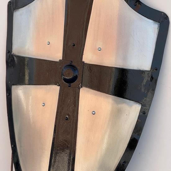 Medieval Black Cross Knight Templar Shield Metal Shield Larp Cosplay Display Shield Halloween Costume