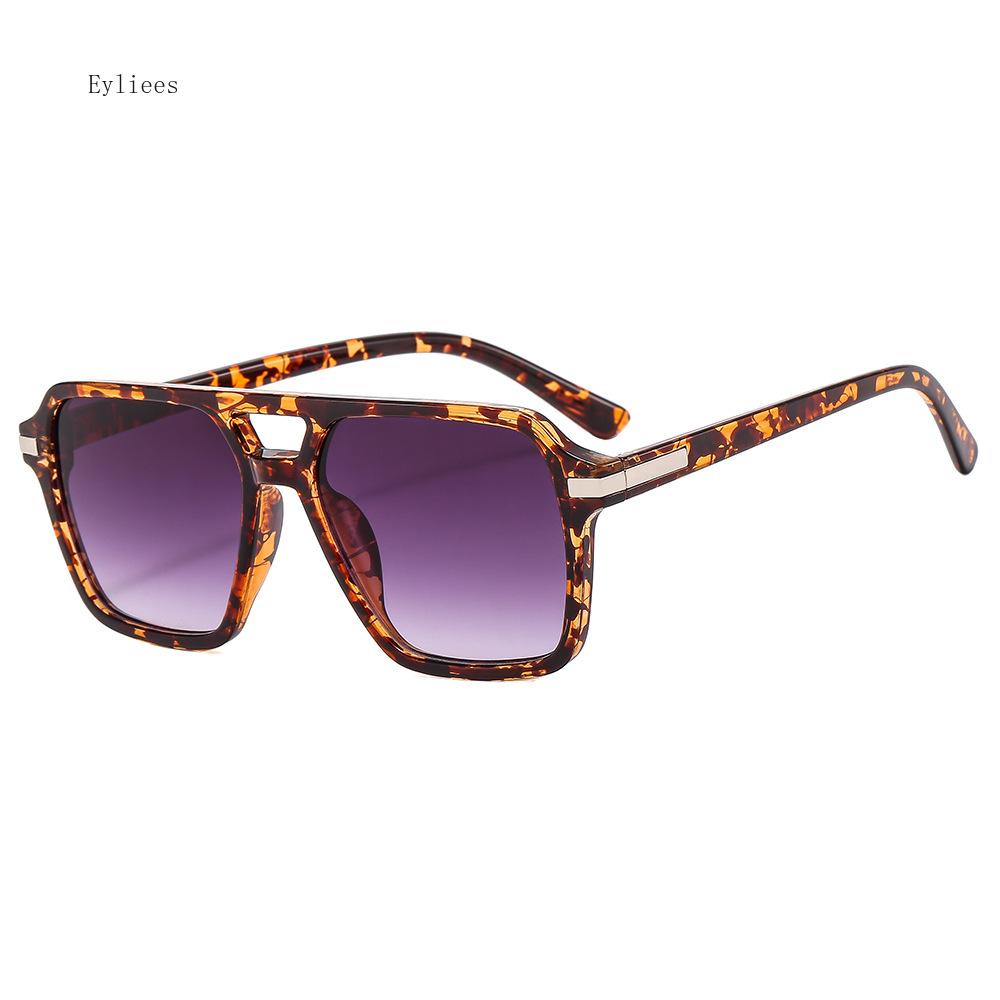 Classic Square Sunglasses Men Women Vintage New Fashion Brown Double Bridges Female Sunglasses Ins Popular Oversized Shades