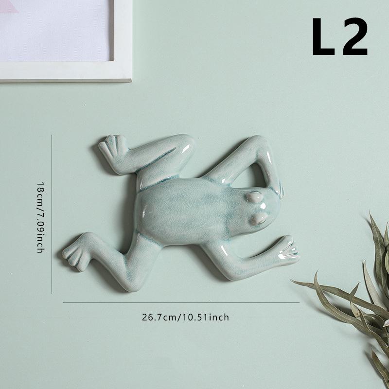 Nordic Style Ceramic Frog Wall Hanging Ornaments Living Room Background Display Crafts 3D Frog Wall Hanging Decoration