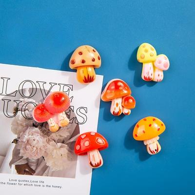 6pcs Cute Colorful Mushrooms Fridge Magnet Photo Wall Message Board Bulletin Board Decoration Magnetic Stickers Home Decor Gift