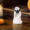 8.5cm White Cute Ghost Halloween Romantic Shelf Desk Decor Black Bat Resin Mini Statue Kawaii Heart Ghost Middle Finger  Decor