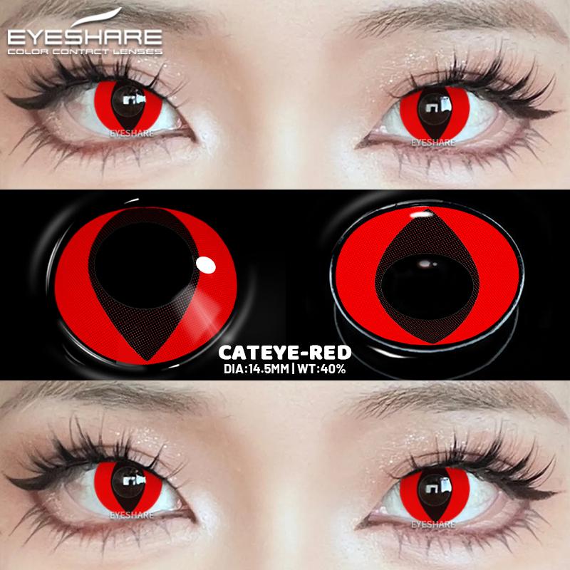 2Pcs Halloween Contact Lenses Colored Contact Lenses for Eyes Cosplay Black Lenses White Cat Eye Lens Red Lenses Yearly