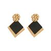 Retro Black Square Earrings for Women - High-End Alloy Dangle Jewelry with a Light Luxury, Versatile Design
