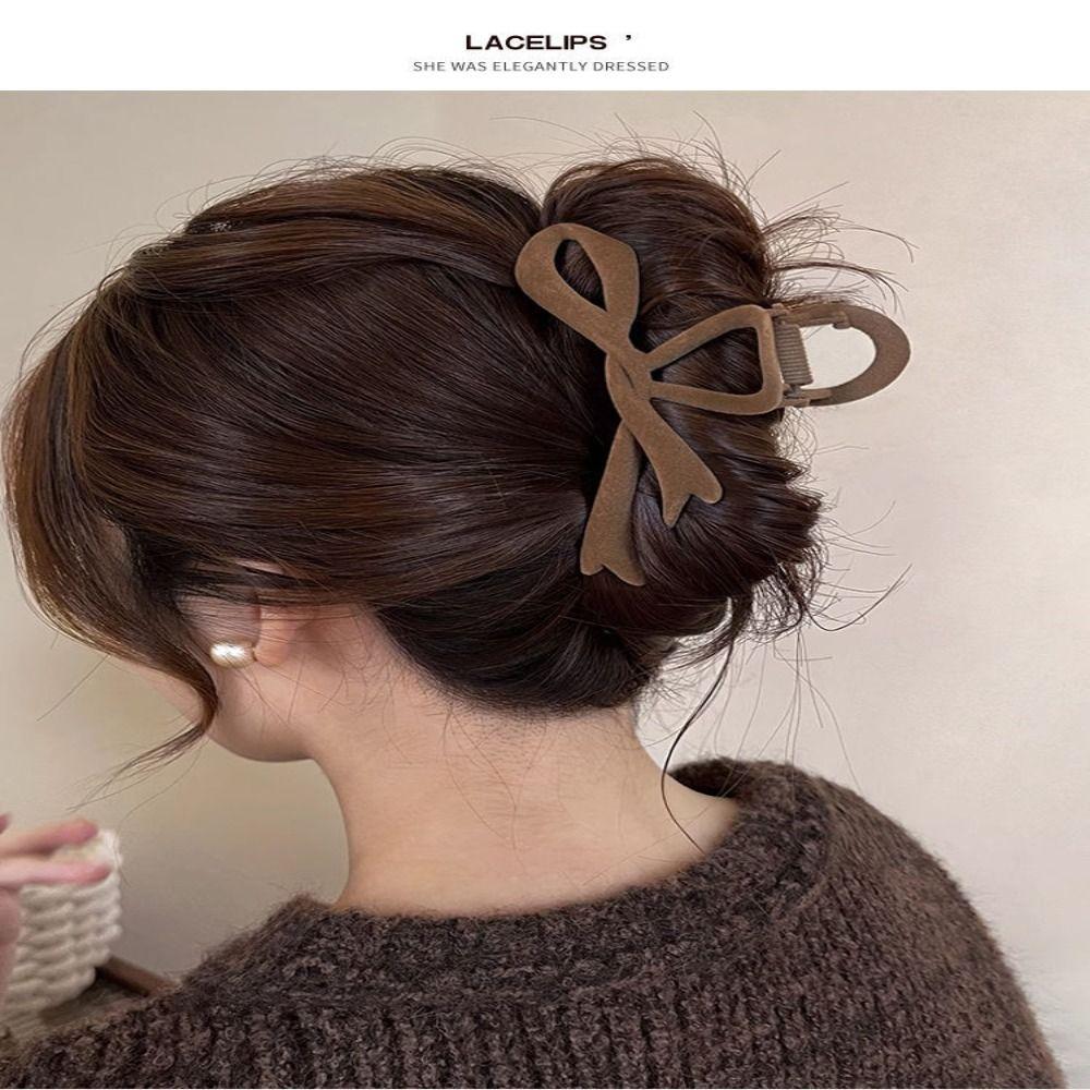Velvet Red Velvet Hair Clips Korean Hair Accessories Bow Hairpin Women Hair Claw Clip Autumn