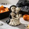 Dark Romantic Wedding Decor Gothic Skeleton Couple Figurine, Spooky Resin Halloween Skull Lover Statue, Day of Aesthetic Party Props The Dead