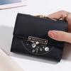 Purse women's summer new Korean PU printed buckle 3 fold bag simple all-in-one short women's money clip multi-card folding flap