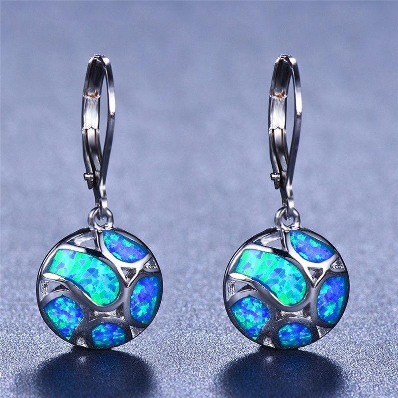 Boho Vintage White Imitation Fire Opal Long Dangle Earrings For Women Geometric Triangle Purple Zircon Earrings Wedding